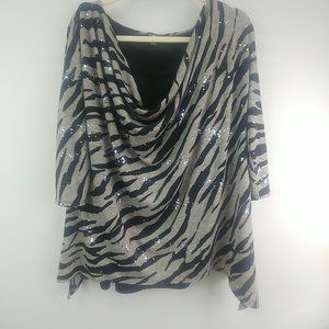Elements Zebra Striped Sweater Swoop Neck